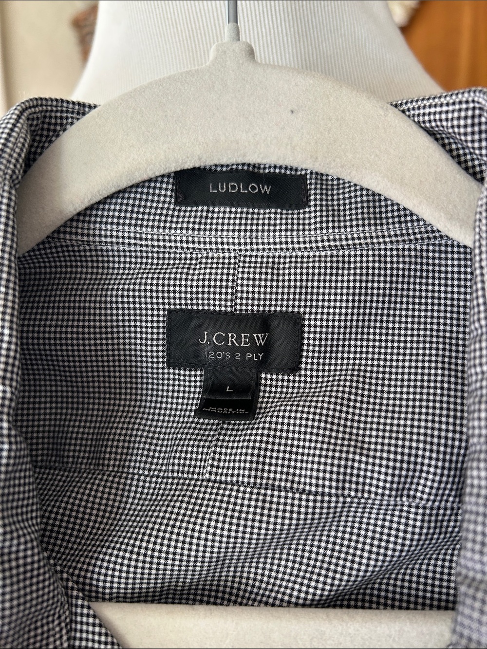 J. Crew Men’s Button-Down Ludow Shirt Micro Check Size Large - Picture 3 of 10